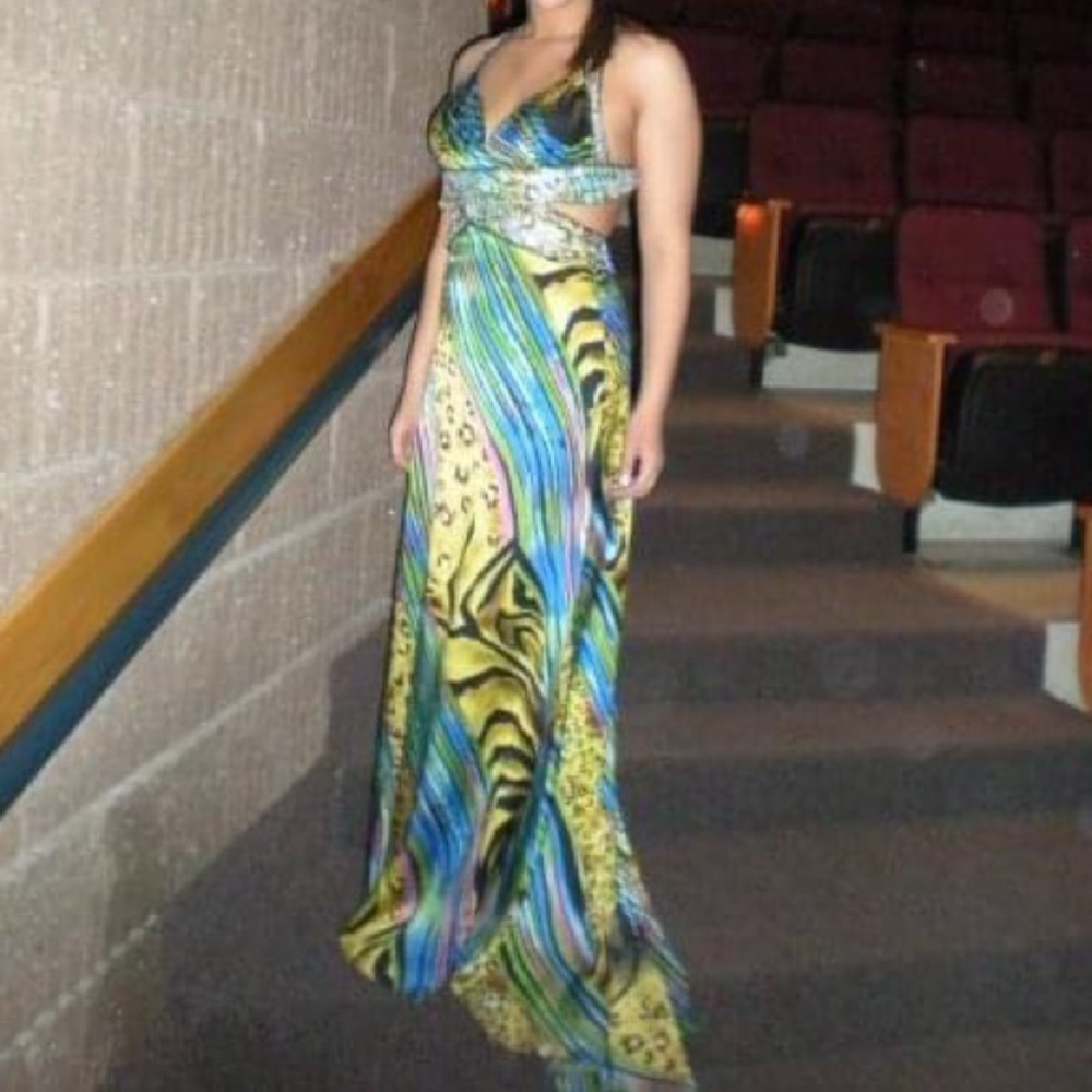 Cache Animal Print Cutout Gown